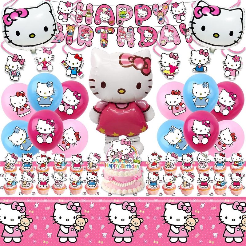 Confetti Balloon Set - ハローキティパーティーデコレーション：バースデーバナー、ケーキトッパー、バルーン、テーブルクロス、ツイスターセット – パーティーデコレーション